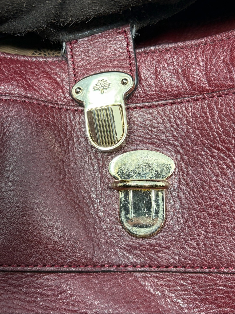 Mulberry Alexa Studded Tassel Satchel Bag Oxblood Burgundy Soft Buffalo Leather - Picture 9 of 16